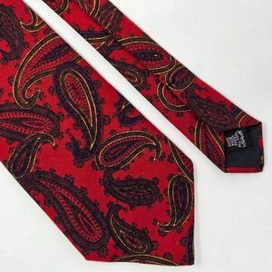 ROBERT KIRK LTD SAN FRANCISCO WOOL TIE RED BROWN PAISLEY 4.25" X 55" VINTAGE